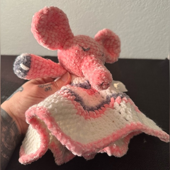 Handmade crochet elephant baby lovey - Picture 3 of 5